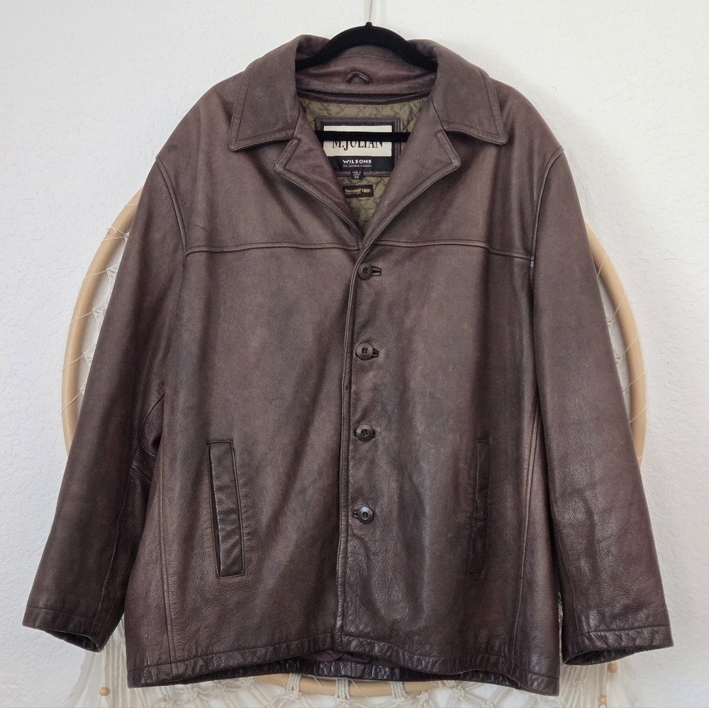 Vtg Wilson's Leather M. Julian Men’s Brown Classic Button  Thinsulate Jacket 2XL